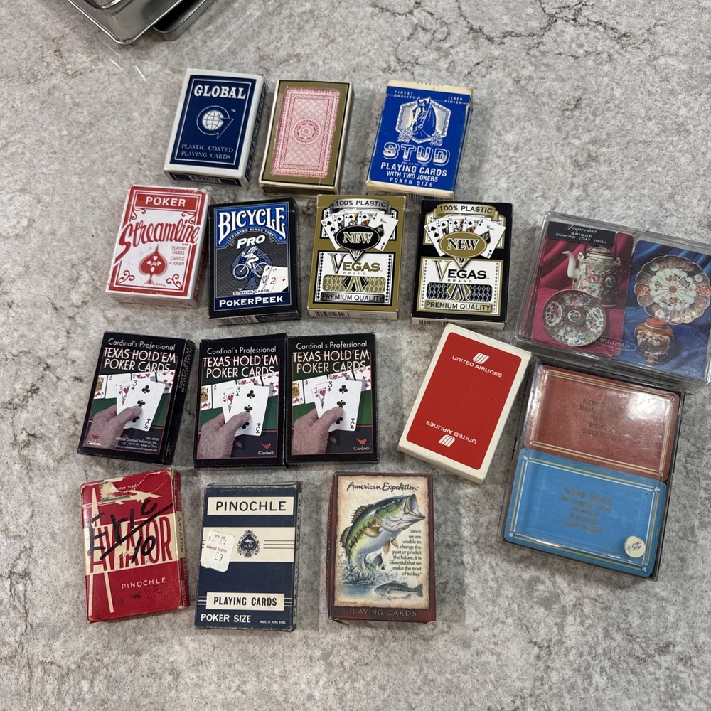 Lot Of 18 Opened Used Playing Cards Decks Card Various Decorative